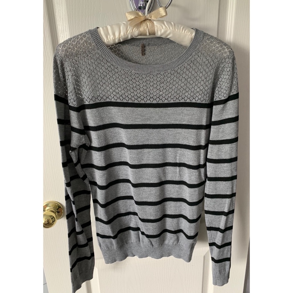 Gray and Black Striped Sweater
